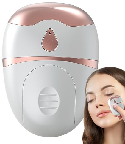 Masajeador de ojos con calor y enfriamiento, relajación ocular y masajeador facial, portátil, vibración, función de pulverización, 2 modos, dispositivo de cuidado facial contra la hinchazón