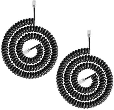 Gorise Cavo per cornetta telefonica, 2 pezzi, cavo a molla a 4 conduttori per telefoni fissi RJ9 4P4C, fax