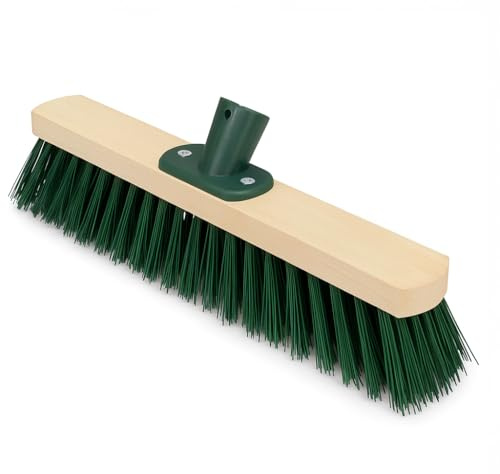 BH | 16 Heavy Duty Outdoor Broom | Green | 1-Pack | Sweeping Brush | Stiff Hard Brush | PVC Bristle Wooden Head | Cleaning Gardens, Yards, Street Home, Garage and Driveway - By BEST HOUSE