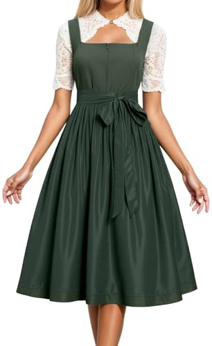 YOSUWOAI Abito da donna midi in stile dirndl, lungo, disponibile in taglie forti, con camicetta, vintage, elegante, outfit per feste, cocktail, serate, costume per l’Oktoberfest, M