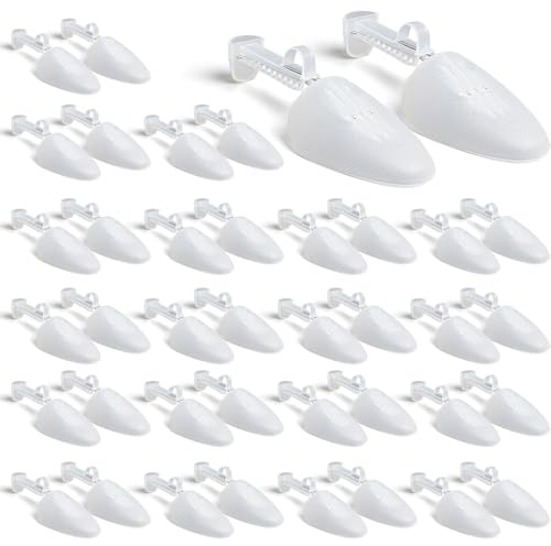 Kaxtde 20 Pairs Shoe Trees for Men Women, Adjustable Plastic Shoe Stretchers Bulk, Anti-Crease Shoe Tree Inserts for Trainers & Leather Shoes, Fits UK Size 5–11, White