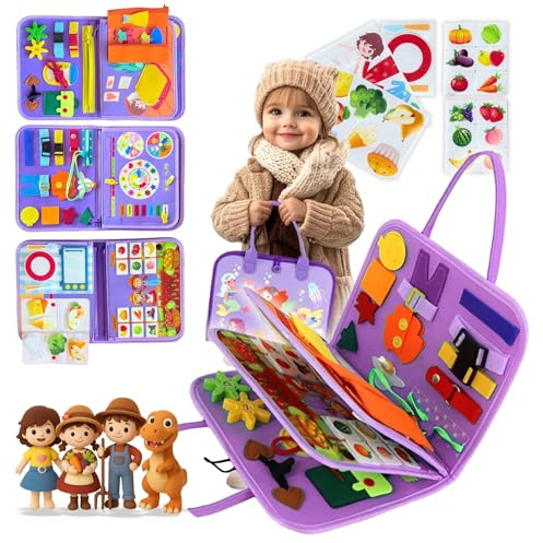 Zensviva Busy Board Montessori Sirenas 20 en 1 – Libro Sensorial Bebé 1 Año – Juguete Educativo sin Pantallas para Viaje – Motricidad Fina y Autonomía Infantil – Regalo Niñas 1-6 Años