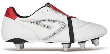Warrior | Scarpe da Rugby Professionali con Tacchetti in Alluminio 8 Studs | Pianta Larga per Mischia, Tomaia in Pelle ed Ecopelle, Massima Stabilità su Erba Naturale e Terreni Morbidi | Made in Italy
