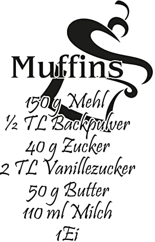 GRAZDesign Wandtattoo Rezept für Muffins Küche | Küchenaufkleber selbstklebend - 47x30cm / 082 beige