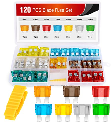 Nilight - 50016R 120 pcs Standard Fuse Assortment kit – 5, 7.5, 10, 15, 20, 25, 30 AMP – Regular APR/ATO (Open)/ATC Blade Fuses for Cars, Trucks, Boats,Automotives,2 Years Warranty