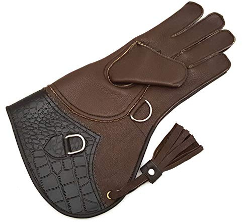 starlingukpk Gants de fauconnerie double couche en cuir de vache véritable souple de qualité pour manipulation des oiseaux Taille L