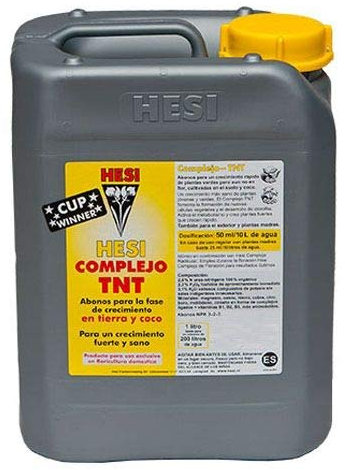 Fertilizante Estimulador Hesi TNT Complex Abono Bio Mineral Crecimiento para Cultivos de Cannabis y Marihuana. Mejora su Crecimiento y Floración. Aditivo. Producto CE. 5Litros