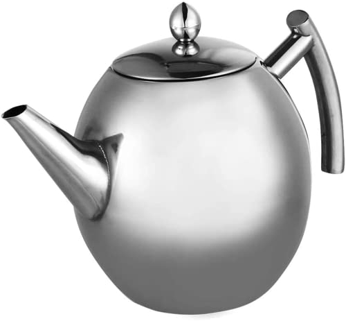Bouilloire Theiere Bouilloire - BiuZi 1 Pc Durable Théière En Acier Inoxydable Grande Capacité Épaissie Fond Plat Café Thé Récipient D'eau avec Filtre(1.5L)