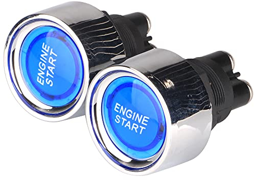 Gebildet 2 Pcs SPST Universale 12V-24V/50A Avvia a Spinta Interruttore di Accensione, LED Momentaneo Pulsante di Arresto Dell'avviamento del Motore dell'auto, per Auto, Camion, Barca, Camper (Blu)