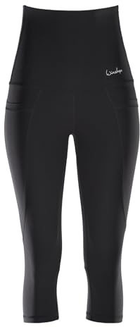 WINSHAPE Damen Functional Power Shape ¾-tights “high Waist” Hwl214 Leggings, Schwarz, L EU
