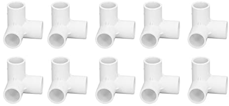 10 Uds Accesorios de Tubería PVC de 3 Vías 0.8 Pulgadas Codo 90 Grados Conector en T para Agua y Invernaderos (Blanco)