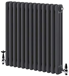 Utopia Traditional Horizontal Radiator 3 Column Triple Panel Vintage Style Central Heating Grey – 600 x 605mm