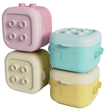 Stackable Snack Pots - Store & Wean Pots - Storage Pots with Soft Bases & Sides - Leakproof lids - Bright Colours