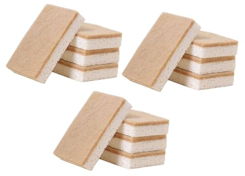 LIFKOME 12pcs Eco Biodegradable Scrub Sponge for Kitchen Heavy Duty Multi-function Dish Sponge Wipe for Daily Cleaning and Dishwashing Tasks