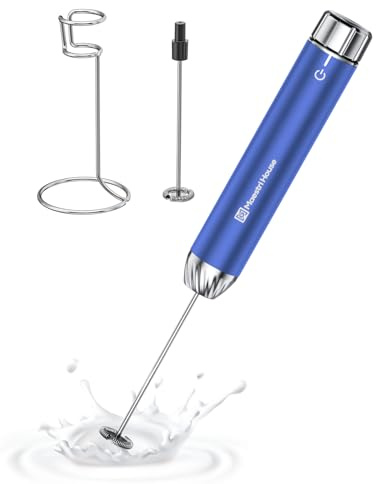 Maestri House Rechargeable Milk Frother with Stepless Speed Control, Handheld Electric Foam Maker Waterproof Drink Mixer Foamer with Stainless Steel Stand & Whisks