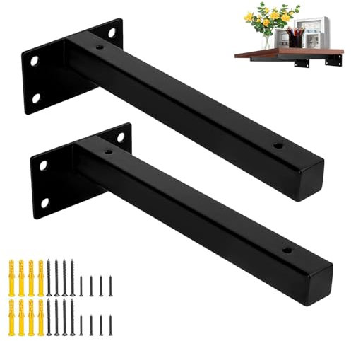 Supporto per scaffali, 300 mm, per carichi pesanti, colore nero, 2 pezzi, console da parete per scaffali galleggianti, supporto per console per carichi pesanti per fai da te
