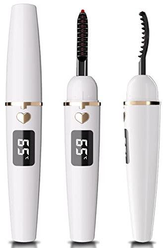 EYECURL Heated EyeLash Curler, Heated Lash Curler, Intelligent Power Off Rechargeable Eyelash Curler Heated Quickly By Steel Wire for 24 Hs Long Lasting Makeup (Bright White, X8-132 mm)