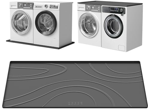 Washing Machine Drain Pan Silicone mat,Large 53.5 X 26.8 Non-Slip Waterproof Washer Drip Tray,Raised Edge Drip Mat for Under Dryer or Washer, Anti-Vibration,Floor Leak Protector for Laundry Room
