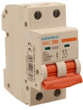 Interrupteur magnétothermique courbe D 10A D10, bipolaire 2P 10 kA, 2 modules DIN 220 V AC, certifié IEC60898-1, série professionnelle PB8H