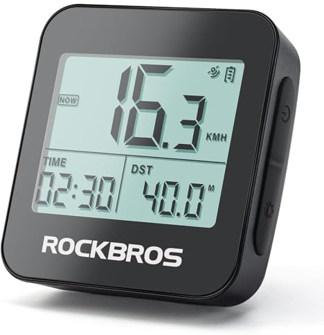 ROCKBROS Compteur de Vélo GPS, Temps Réel Précis Ordinateur de Vélo sans Fil avec 9 Données Sportives, Autonomie de 55H Écran de 2,0'' IPX6 Étanche Cyclisme Odomètre, Bike Computer pour Route VTT