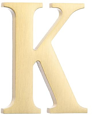 sourcing map 1.8 Inch House Letter, Brass Self-adhesive Mailbox Door Plaque, Brushed Finish Outdoor Address Sign for Office Hotel Apartments, Garden (Letter K, Gold Tone)