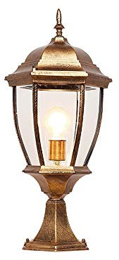 Lampadaire Stigma en aluminium bronze étanche Lanterne d'extérieur GarLighting Grande colonne en verre Douille E27 Parfait pour cour, patio, portail, entrée, hauteur réglable