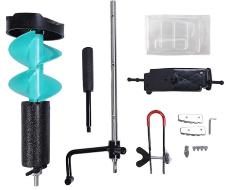 ANKROYU Barrena eléctrica para Pesca en Hielo, Nailon, sin núcleo, Ligera, con Taladro de posicionamiento, 50 cm, para Pesca en Aguas Poco Profundas, construcción de aleación de al