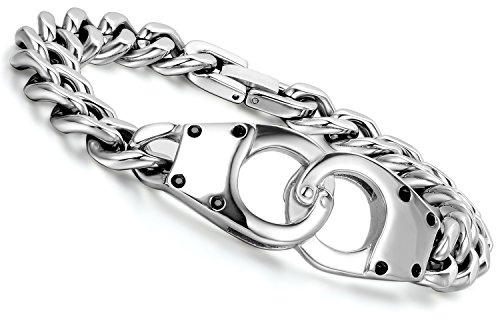 Flongo rostfritt stål armband armband armkedja länk handled pansarkedja silver handbojor polerade män, 22 centimeters, Rostfritt stål, Utan sten