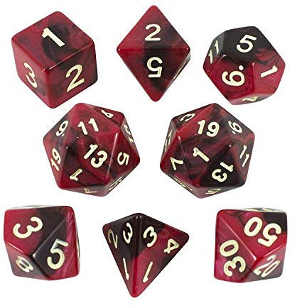 Paladin Roleplaying Red and Brown Dice - Expanded DnD Set With Extra D20 - 'Blood God'