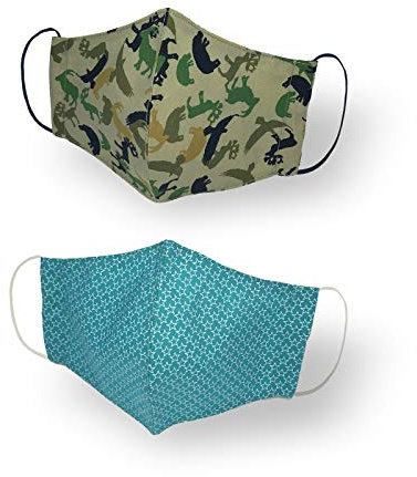 Kanguru Green Mask, Set 2 Pezzi, Mascherina Facciale, 100% Cotone, Lavabile, Riutilizzabile, Per Bambino 2-5 Anni - 10 Gr