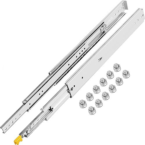 VEVOR Heavy Duty Drawer Slides 22 Inch 500 lb, 1 Pair Full Extension Side Mount Ball Bearing Rails with Dual Lock for Industrial Cabinets Tool Chests and Workbenches