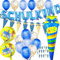Einschulung Deko Set für Junge, Schuleinführung Schulanfang Luftballon Set mit ABC 123 Zuckertüte Motiv, Folienballon Schulkind Girlande, Zuckertüten Banner, Schultüte Konfetti, 2 Folienballon