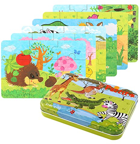 EDATOFLY 6 Stück Kinderpuzzle, Puzzle für Kinder Puzzle ab 3 Jahre Holzpuzzle Geeignet für Jungen und Mädchen (Tiere)