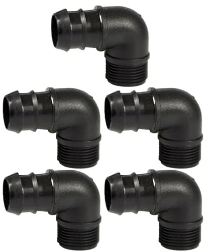 Raccordo a Gomito Connettore Angolare con Portagomma e Filetto 90° per Tubi in PE e Sistemi Irrigazione a Goccia, Nero - Orto Facile (5, 16 mm x 1/2)