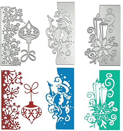 3 Pcs Die Cuts for Card Making, SENHAI Christmas Metal Cutting Dies Scrapbooking Die-Cuts Snowflake Stencil for DIY Christmas Decor Paper Craft, Embossing, Holiday Decorations