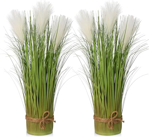 Oairse Confezione da 2 piante artificiali di pampa, finte piante di cipolla verde, piante decorative autoportanti per casa, ufficio, hotel, feste, matrimoni, decorazioni