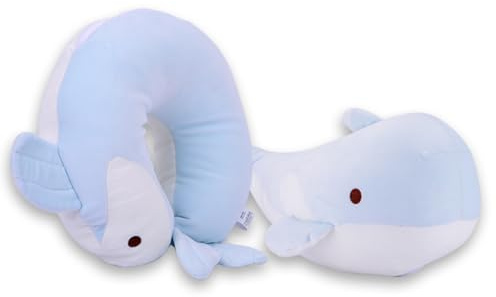 #sbabam Peluche Balenottera 2 in 1 Trasformabile in Cuscino Cervicale per Dormire, Viaggio Bambini per Aereo e Auto
