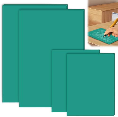 4 Stück Weichgummi Linoldruck Platte, 2*A4+ und 2*A6 Weichgummi Linoleum Platte, Grün Linolschnitt Platten, PVC Linolschnitt Set für Stempel, Bastel und Druckprojekte(21 x 30 cm+10cm x 15cm)