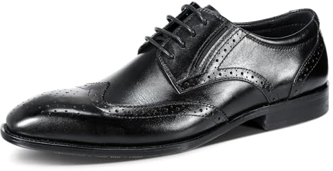 Allthemen Scarpe Derby Basse da Uomo Scarpe da Lavoro Eleganti Vintage Stringate Oxford Punta Rotonda Nero 45 EU