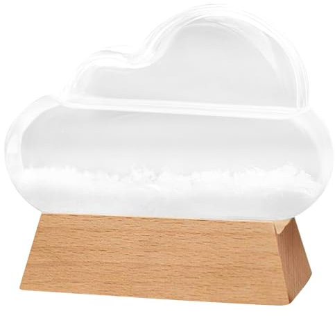 Baromètre du globe de neige | Verre de tempête pour le prévisionniste du prévisionniste du nuage en verre de tempête Préditeur de temps avec une base en bois décoratif décoratif météo de la station d
