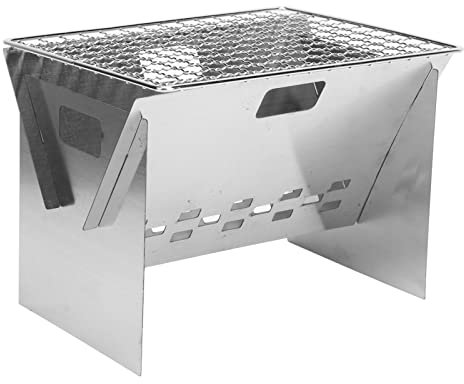 Parrilla de Barbacoa de Carbón Portátil Desmontable, Mini Parrilla de Barbacoa Plegable de Acero Inoxidable para Acampar