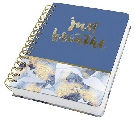 Sigel JN627 Carnet de notes à spirale Jolie - Ginkgo Harmony - pointillés (réglure dot) - 120 g/m² - environ A5 - gold/bleu - couverture rigide - 240 Seiten - certification FSC
