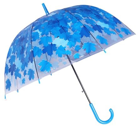 THINCAN Clear Dome Umbrella With Leaf Windproof Stick Umbrella Clear Bubble Umbrella Dome Birdcage For Children Student Women