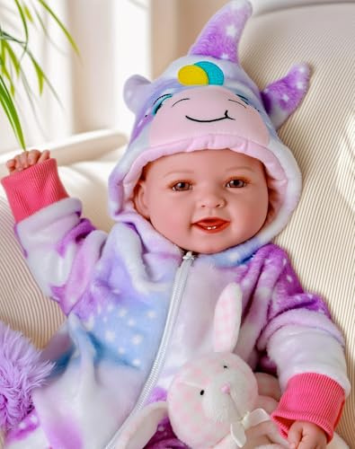 BABESIDE Poupée Fille de 43 cm - Réaliste Poupon Bébé, Jouet pour Enfant - Reborn Poupee Corps Mou - Accessoire Sucette Biberon - Cadeau Enfant Jouet 3 Ans