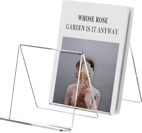 SANRUI Lot de 2 présentoirs de livres en acrylique transparent de 15,2 cm, support de base de chevalet A5 pour la maison, le bureau, les albums, CD, magazines, cartes postales, images, assiettes