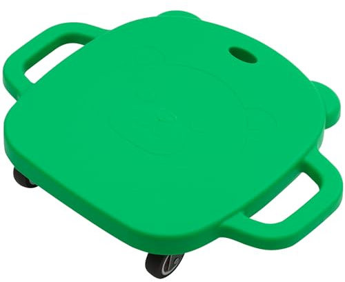 Kids Scooter Board with Safety Handles, Plastic Floor Scooter, Sensory Sitting Board, Gym Activities for Kids, Physical Education Equipment for School Kindergarten (Green01)