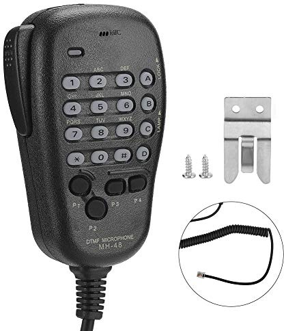 Ticfox Microphone à Main MH48 DTMF 6 Broches, Clavier rétroéclairé Professionnel, entrée de fréquence, Touches programmables, matériau ABS Durable pour Stations de Radio Mobiles FT