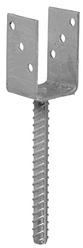 Connex Support de poteau 91 x 60 x 100 x 200 x 4 mm/diamètre 16 mm, en forme de U, matériau : galvanisé à chaud, 1 pièce, HV4210