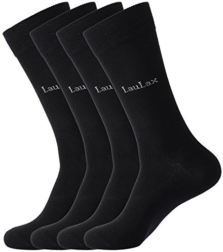 Laulax 4 Pairs Finest Combed Cotton Smooth Seamless Toe Dress Socks, Gift Set