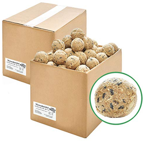 Paul's Mühle Meisenknödel für Wildvögel, ohne Netz, ohne Folie im Karton, 200 Stück, 90 g pro Knödel